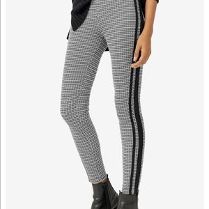 Side striped plaid ponte leggings